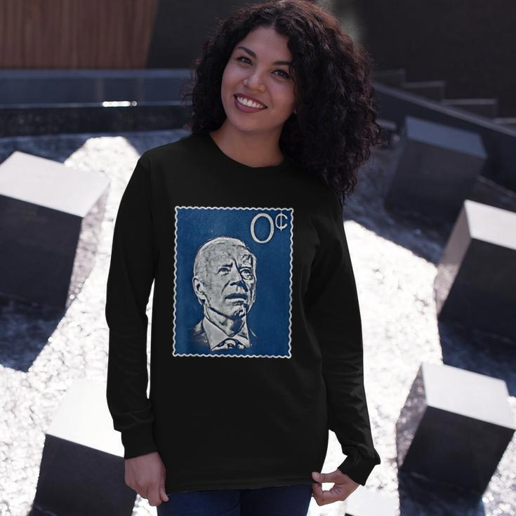 Biden Zero Cents Stamp 0 President Joe Tshirt Long Sleeve T-Shirt Gifts for Her