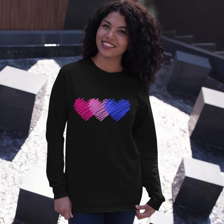Bisexual Flag Hearts Love Lgbt Bi Pride Long Sleeve T-Shirt Gifts for Her