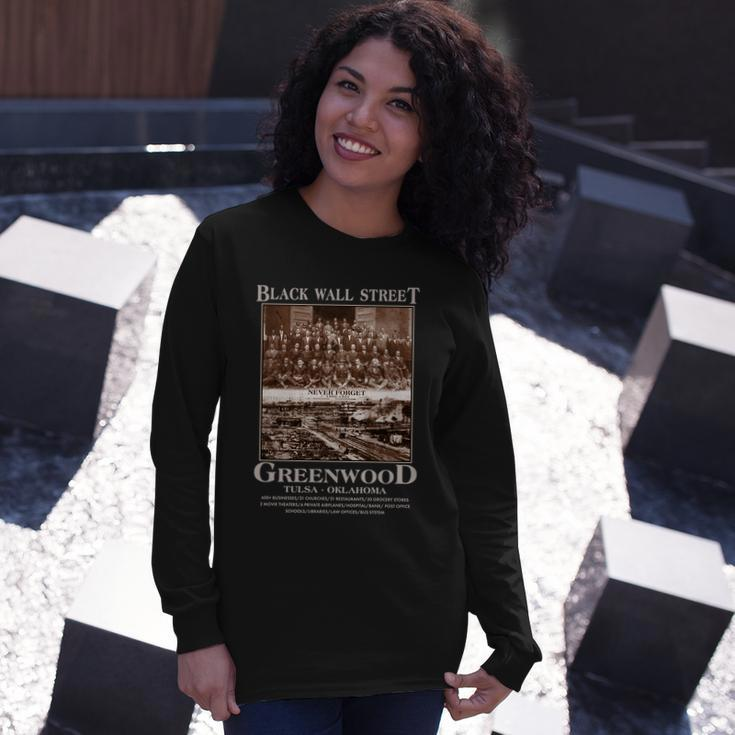 Black Wall Street Never Forget Greenwood Tulsa Oklahoma Tshirt Long Sleeve T-Shirt Gifts for Her