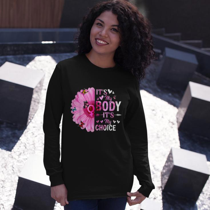 My Body Choice Uterus Business Butterfly Flower Long Sleeve T-Shirt Gifts for Her