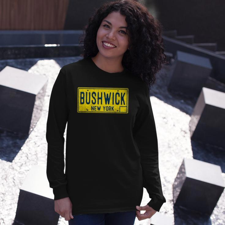 Bushwick Brooklyn New York Old Retro Vintage License Plate Long Sleeve T-Shirt T-Shirt Gifts for Her