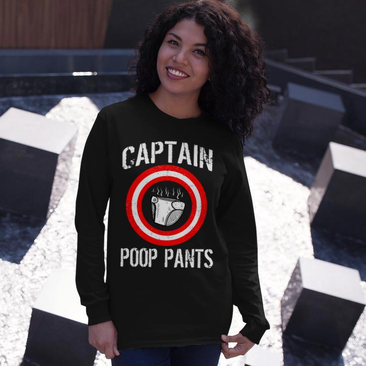 Captain Poop Pants Tshirt Long Sleeve T-Shirt Gifts for Her