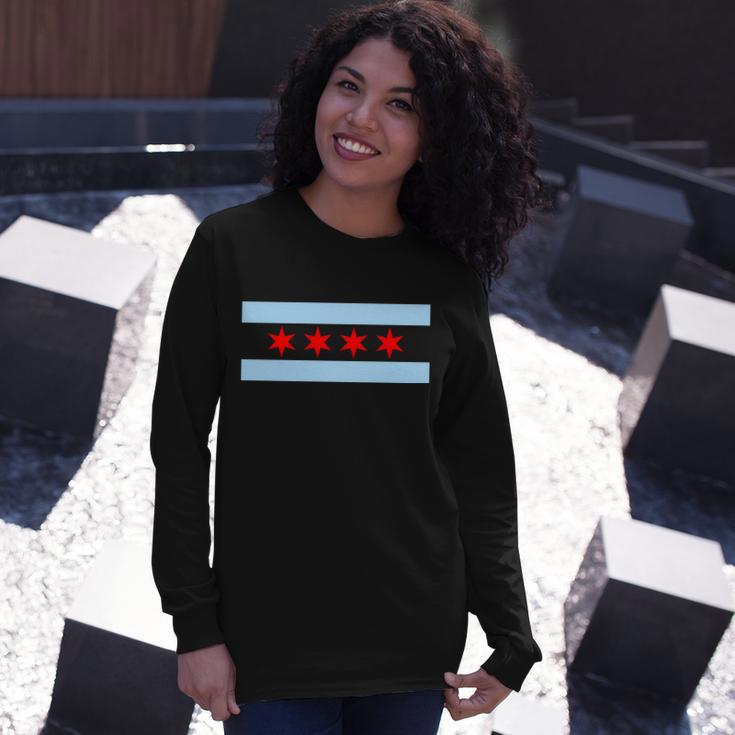 Chicago Flag Long Sleeve T-Shirt Gifts for Her