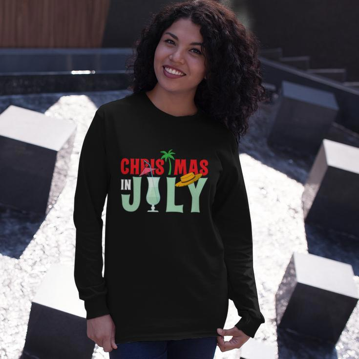Christmas In July Merry Christmas Summer Santa Long Sleeve T-Shirt Gifts for Her