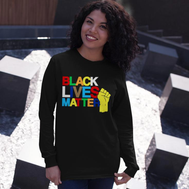 Colorful Black Lives Matter Fist African Style Tshirt Long Sleeve T-Shirt Gifts for Her