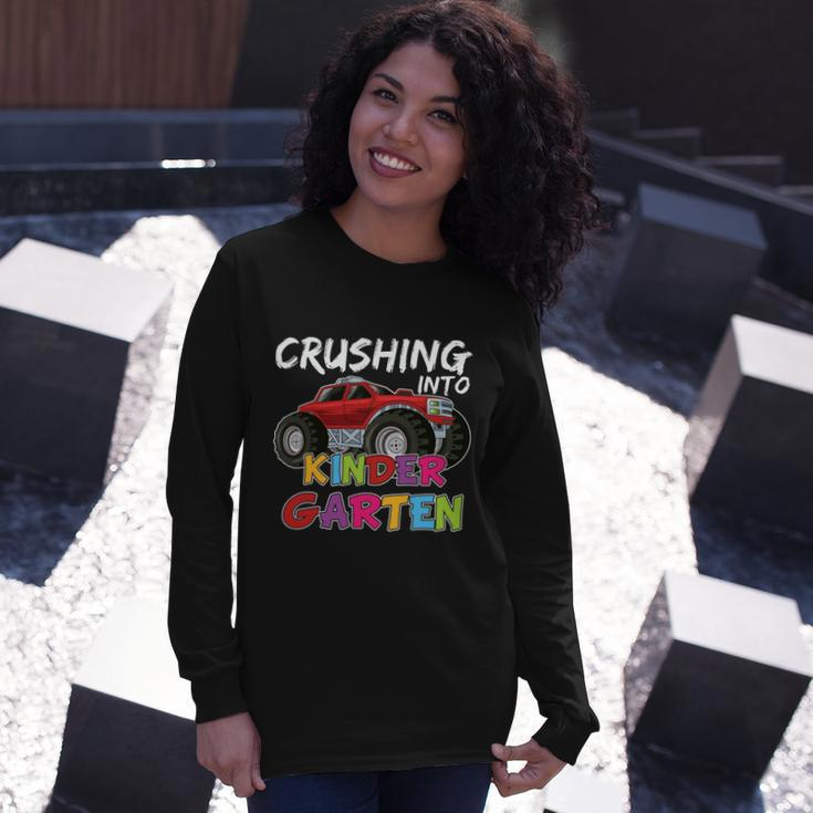 Crushing Into Kindergarten Monster Truck Back To School Long Sleeve T-Shirt Gifts for Her