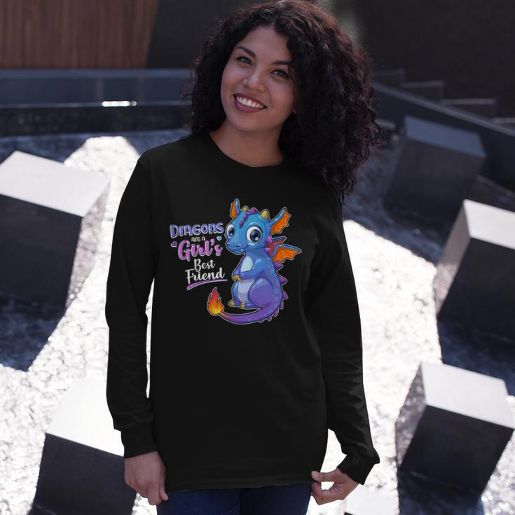 Cute Dragons Are A Girls Best Friend Long Sleeve T-Shirt Gifts for Her