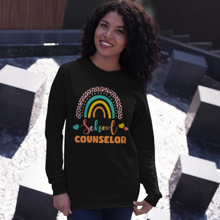 Cute School Counselor Rainbow Long Sleeve T-Shirt Gifts for Her