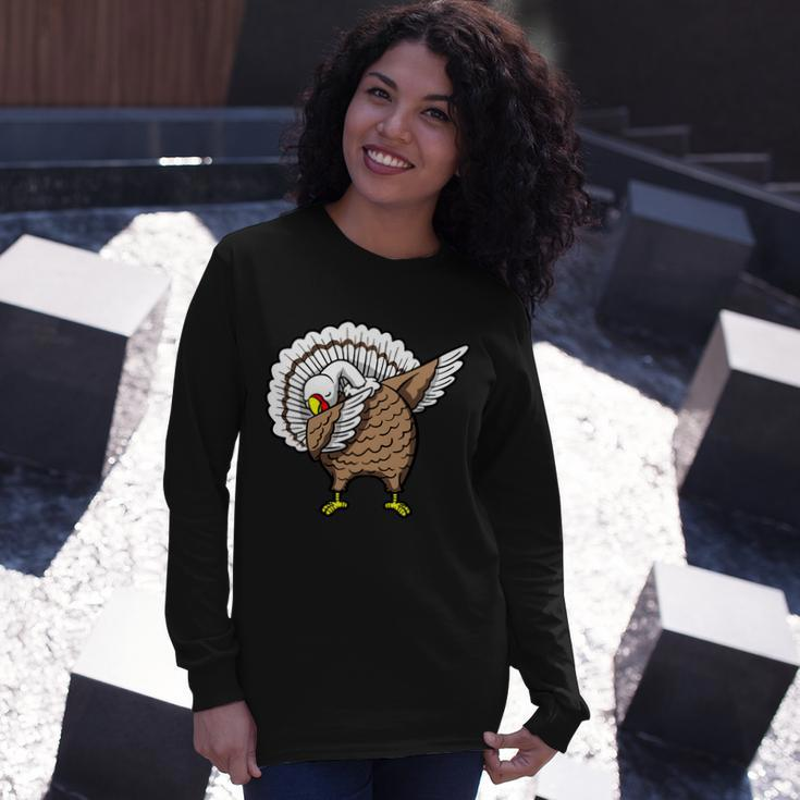 Dabbing Turkey Thanksgiving Day Tshirt Long Sleeve T-Shirt Gifts for Her