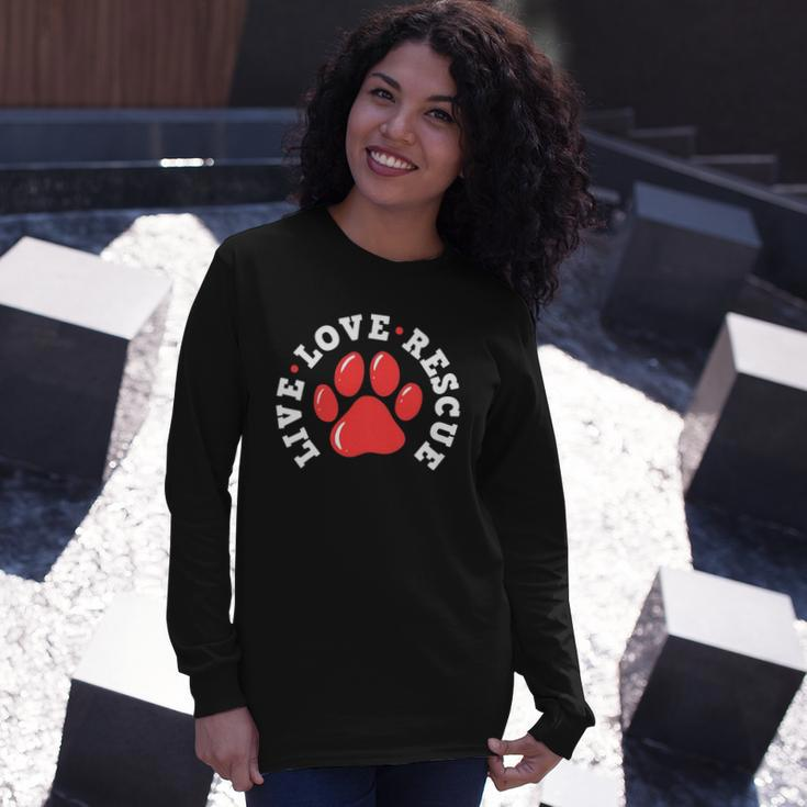 Dog Rescue Adopt Dog Paw Print Long Sleeve T-Shirt Gifts for Her
