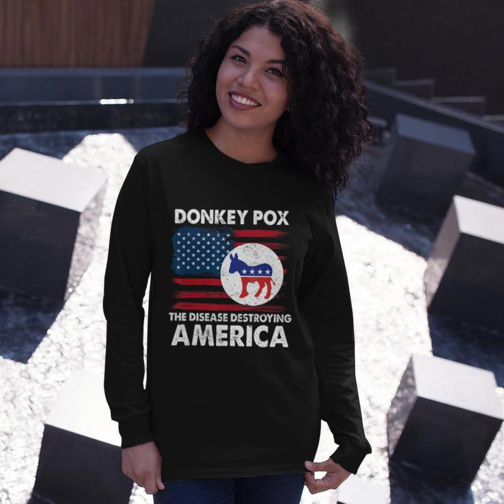 Donkey Pox The Disease Destroying America Anti Biden Long Sleeve T-Shirt Gifts for Her