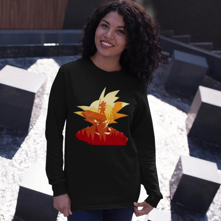 Dragon Fighter Silhouette Illustration Tshirt Long Sleeve T-Shirt Gifts for Her