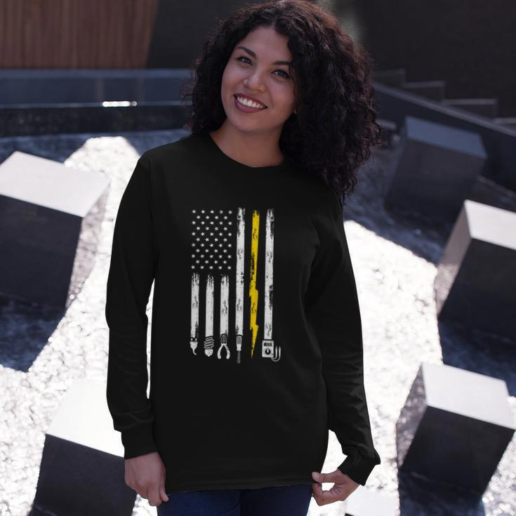 Electrician American Flag Usa Long Sleeve T-Shirt Gifts for Her