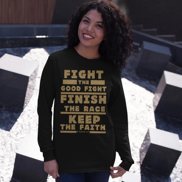 Fight The Good Fight Christian Faith Long Sleeve T-Shirt Gifts for Her
