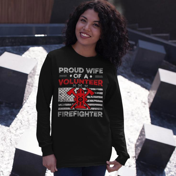 Firefighter Proud Wife Of A Volunteer Firefighter Fire Wife Long Sleeve T-Shirt Gifts for Her