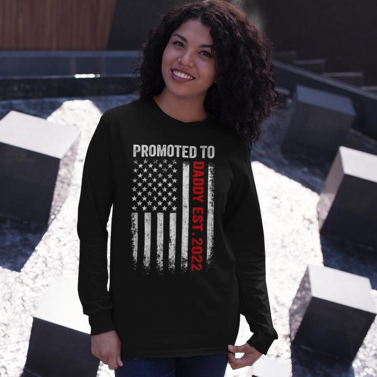 Firefighter Red Line Promoted To Daddy 2022 Firefighter Dad V2 Long Sleeve T-Shirt Gifts for Her
