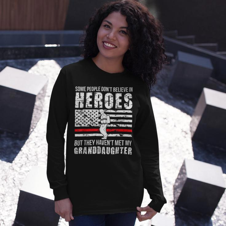 Firefighter Shes My Granddaughter Grandma Of A Firefighter Grandma Long Sleeve T-Shirt Gifts for Her