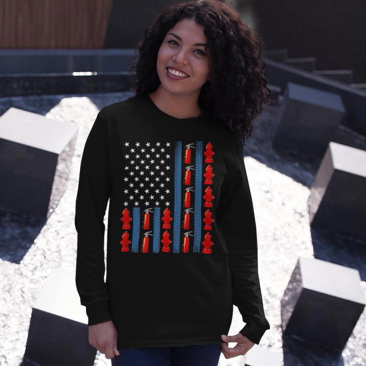 Firefighter Us American Flag Firefighter 4Th Of July Patriotic Man Woman Long Sleeve T-Shirt Gifts for Her