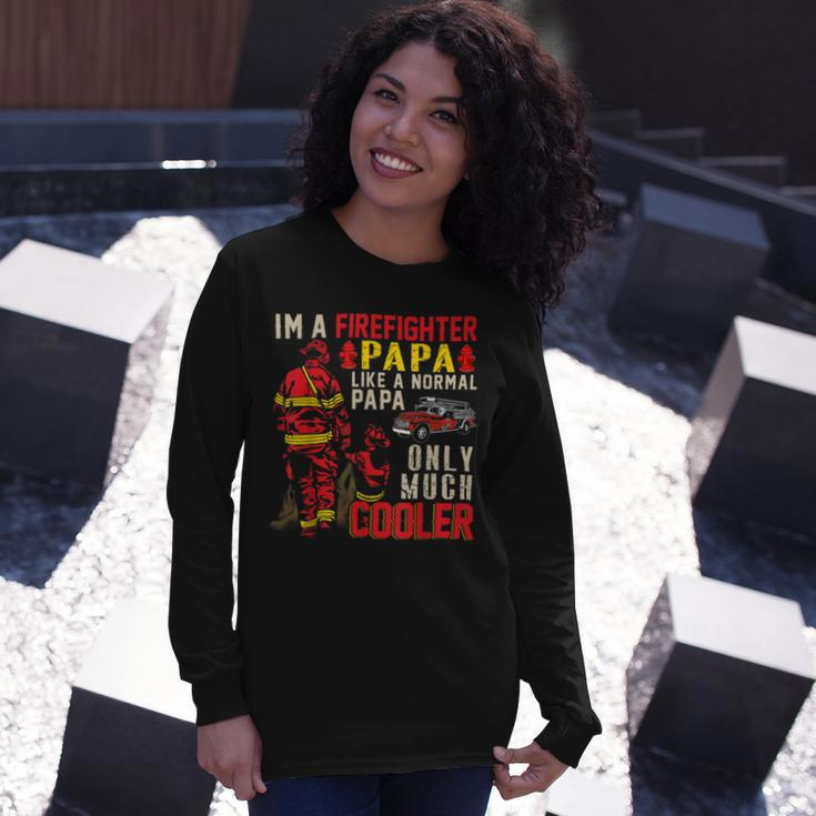Firefighter Vintage Im A Firefighter Papa Definition Much Cooler Long Sleeve T-Shirt Gifts for Her