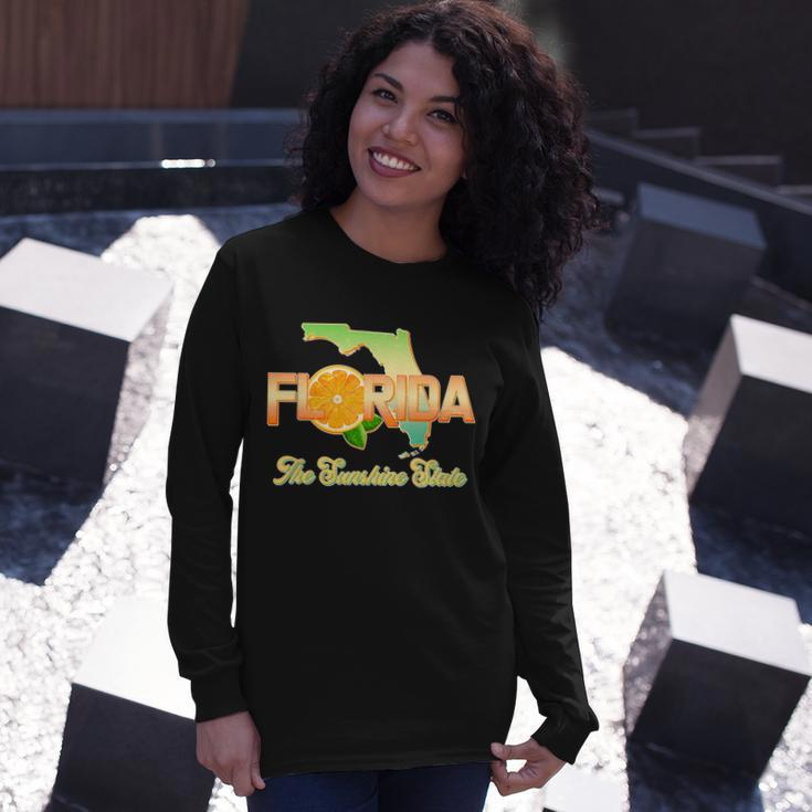Florida The Sunshine State Orange Logo Long Sleeve T-Shirt Gifts for Her