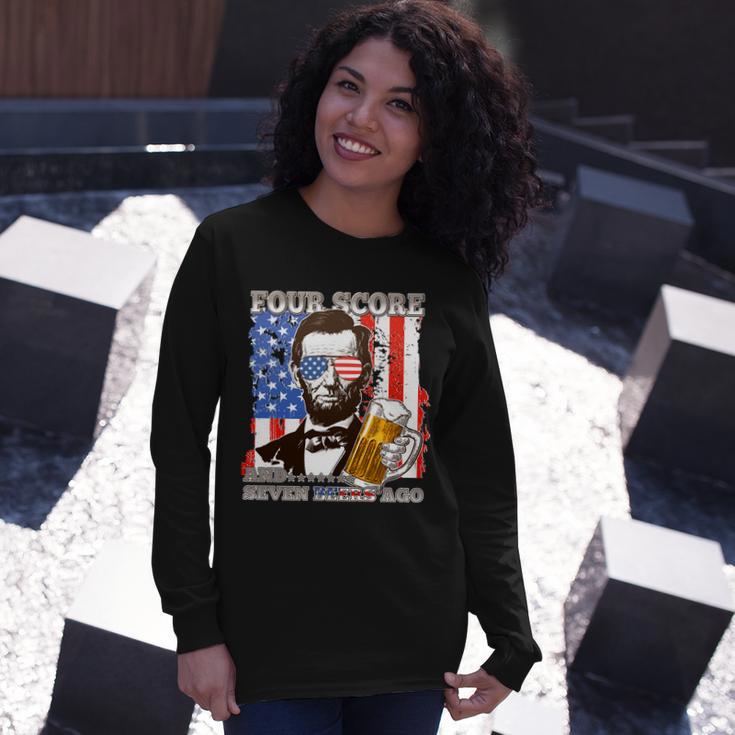 Four Score And Seven Beers Ago Abe Lincoln Long Sleeve T-Shirt Gifts for Her