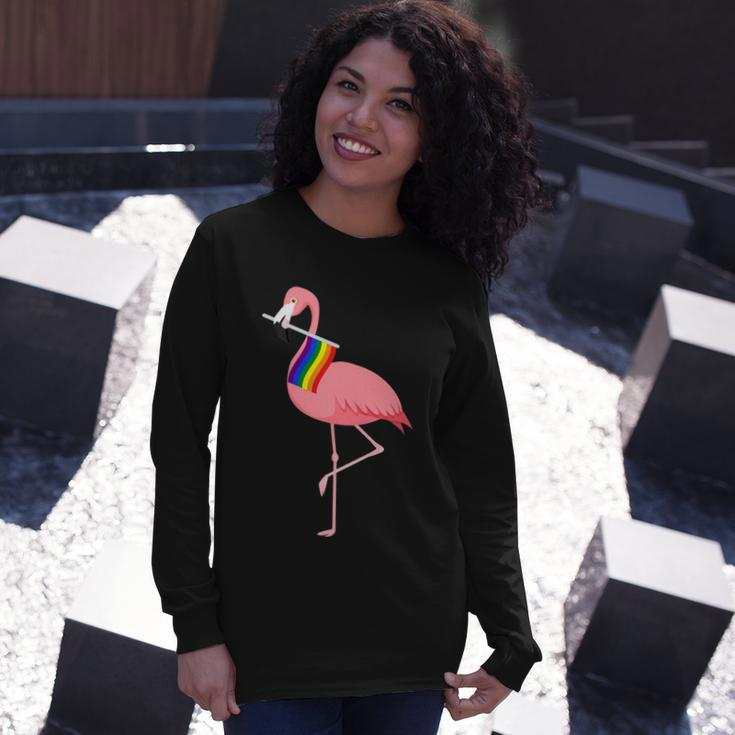 Gay Flamingo Tshirt Long Sleeve T-Shirt Gifts for Her