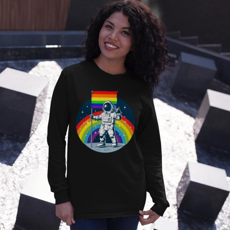 Gay Pride Astronaut Lgbt Moon Landing Long Sleeve T-Shirt Gifts for Her