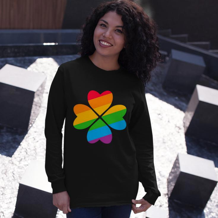 Gay Pride Flag Shamrock Lgbt St Patricks Day Parade Long Sleeve T-Shirt Gifts for Her