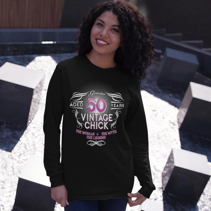 Genuine Aged 50 Years Vintage Chick 50Th Birthday Long Sleeve T-Shirt Gifts for Her