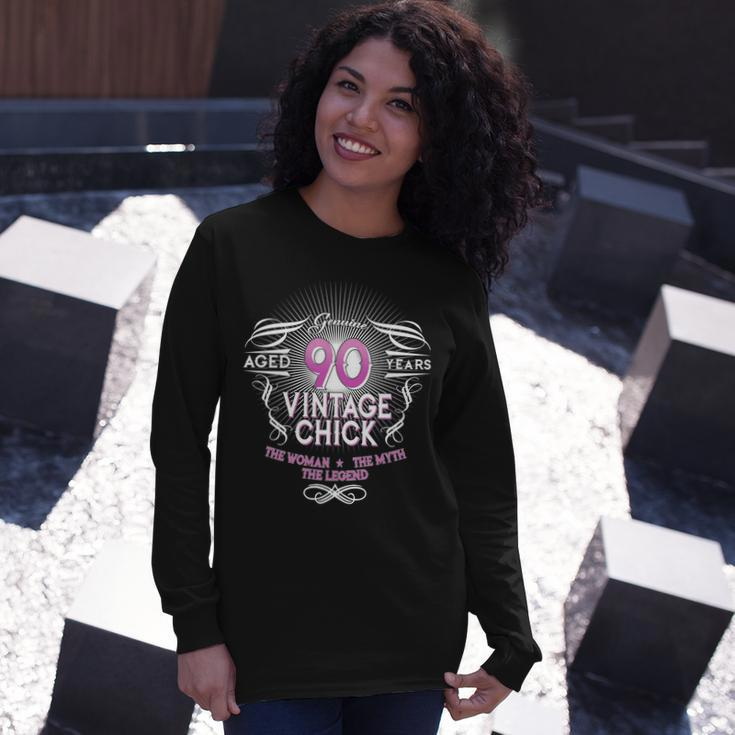 Genuine Aged 90 Years Vintage Chick 90Th Birthday Tshirt Long Sleeve T-Shirt Gifts for Her
