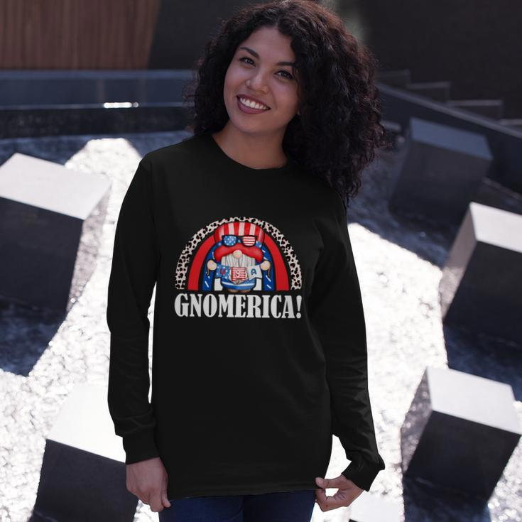 Gnomerica Patriotic Gnome American Flag 4Th Of July Long Sleeve T-Shirt Gifts for Her
