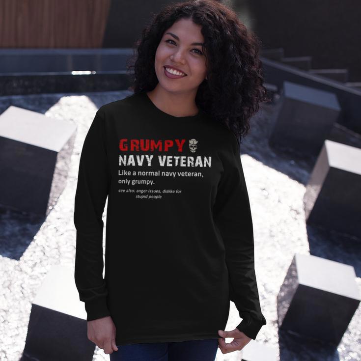 Grumpy Navy Veteran Long Sleeve T-Shirt Gifts for Her