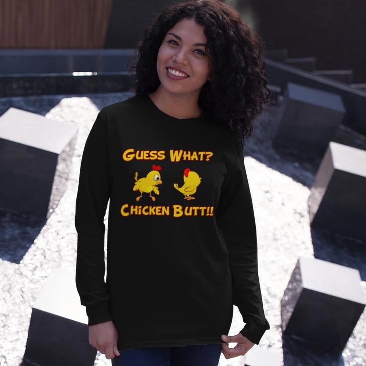 Guess What Chickenbutt Chicken Graphic Butt Tshirt Long Sleeve T-Shirt Gifts for Her