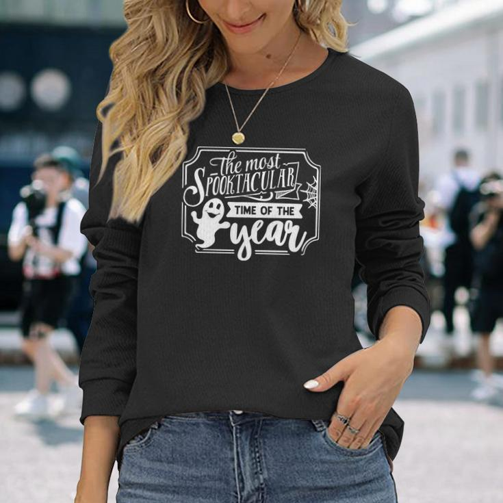 Halloween The Most Spooktacular Time Of The Year White Men Women Long Sleeve T-shirt Graphic Print Unisex Gifts for Her