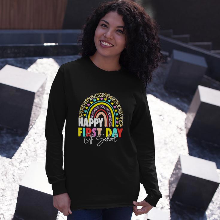 Happy First Day Of School Teacher Back To School Rainbow Long Sleeve T-Shirt Gifts for Her