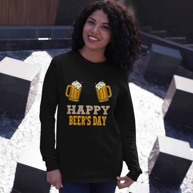 Happy National Beers Day Graphic Art Beer Drinking Long Sleeve T-Shirt Gifts for Her