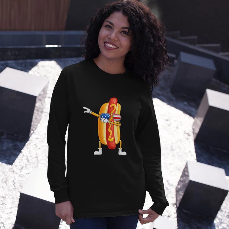 Hot Dog July 4Th Dabbing Hotdog Long Sleeve T-Shirt Gifts for Her