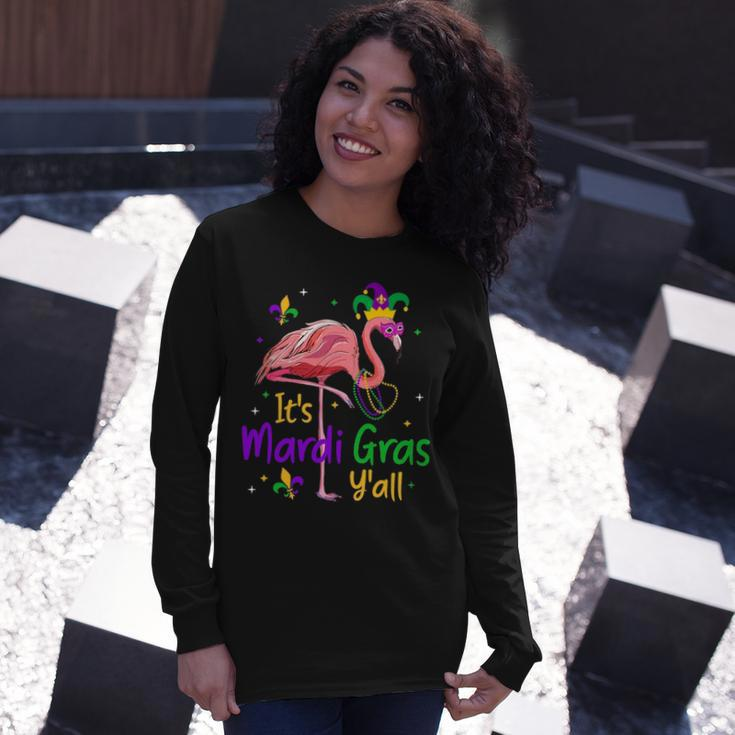 It S Mardi Gras Y All Flamingo Mardi Gras Long Sleeve T-Shirt Gifts for Her