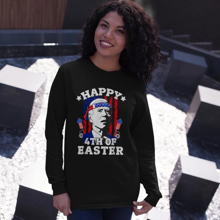 Joe Biden Happy 4Th Of Easter American Flag Hunt Egg Tshirt Long Sleeve T-Shirt Gifts for Her