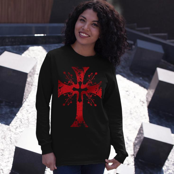 Knight Templar Shirt The Warrior Of God Bloodstained Cross Knight Templar Store Long Sleeve T-Shirt Gifts for Her