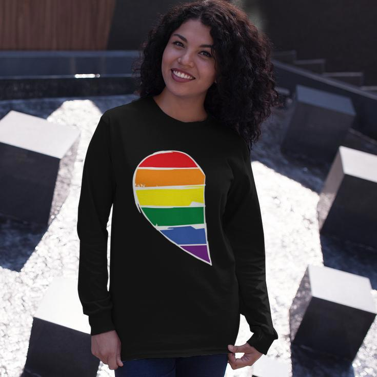 Left Half Of Heart Lgbt Gay Pride Lesbian Bisexual Ally Quote Long Sleeve T-Shirt Gifts for Her