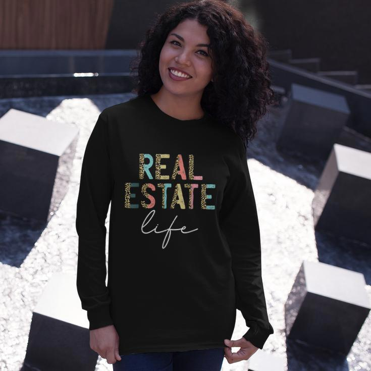 Leopard Real Estate Life Agent Realtor Investor Home Broker Tshirt Long Sleeve T-Shirt Gifts for Her