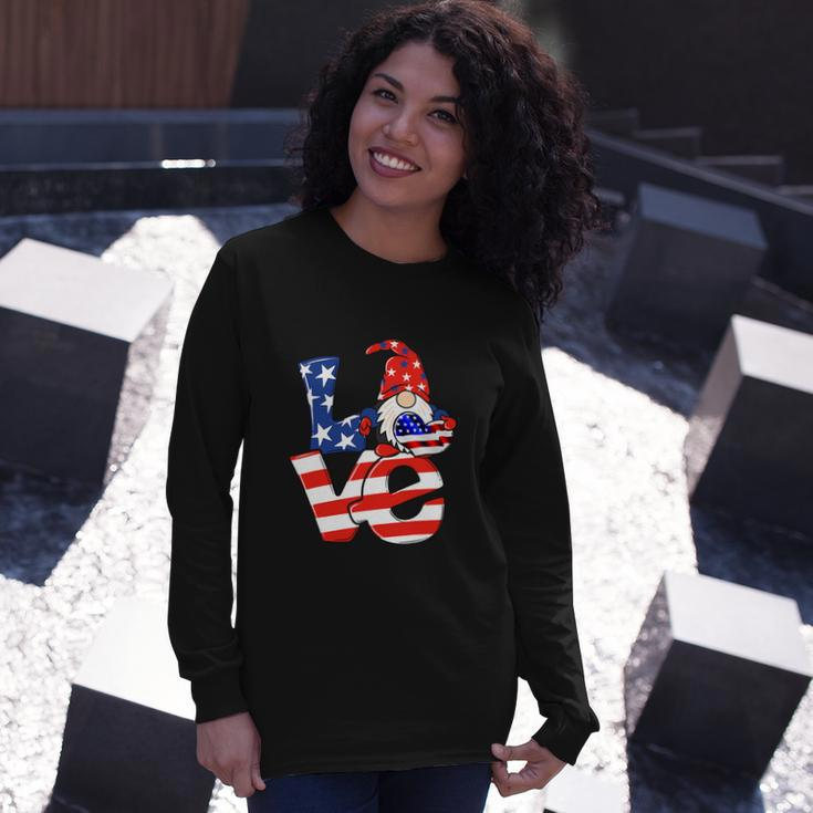 Love Gnome American Flag 4Th Of July Long Sleeve T-Shirt Gifts for Her