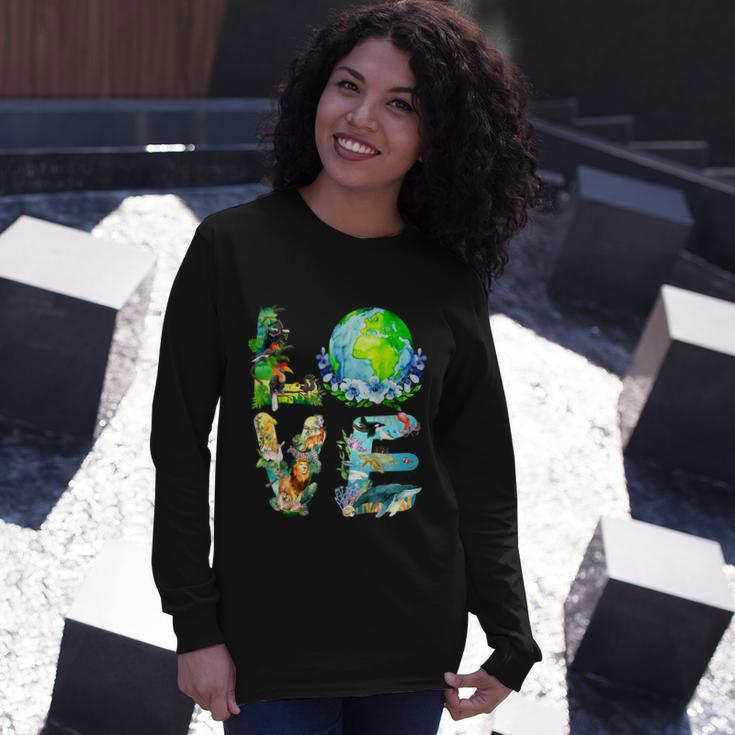 Love World Earth Day 2022 Planet Environmental Animal Tshirt Long Sleeve T-Shirt Gifts for Her