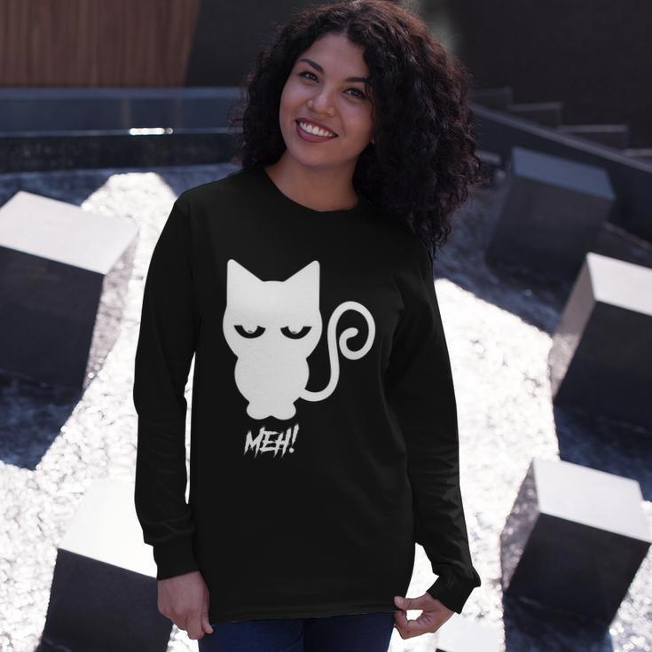 Meh Cat Halloween Quote Long Sleeve T-Shirt Gifts for Her