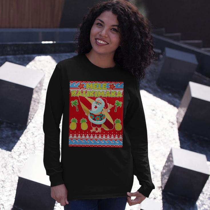 Mele Kalikimaka Santa Ugly Christmas V2 Long Sleeve T-Shirt Gifts for Her