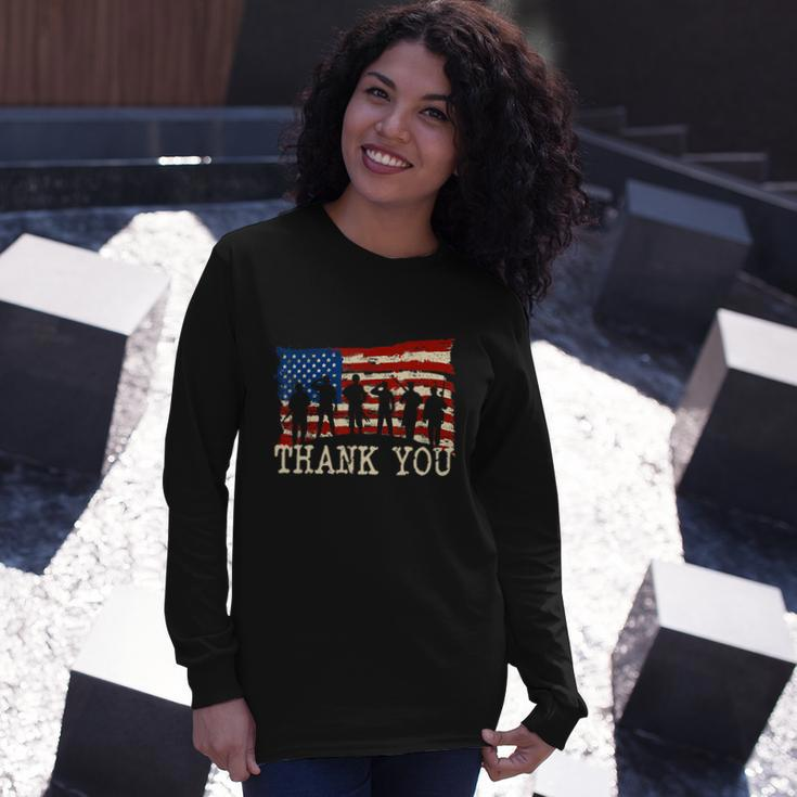 Memorial Day American Flag Thank You Veterans Proud Veteran Long Sleeve T-Shirt Gifts for Her