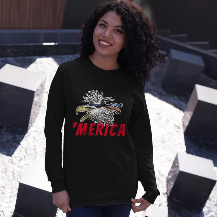 Merica Usa Bald Eagle Mullet Distressed 4Th Of July Long Sleeve T-Shirt Gifts for Her