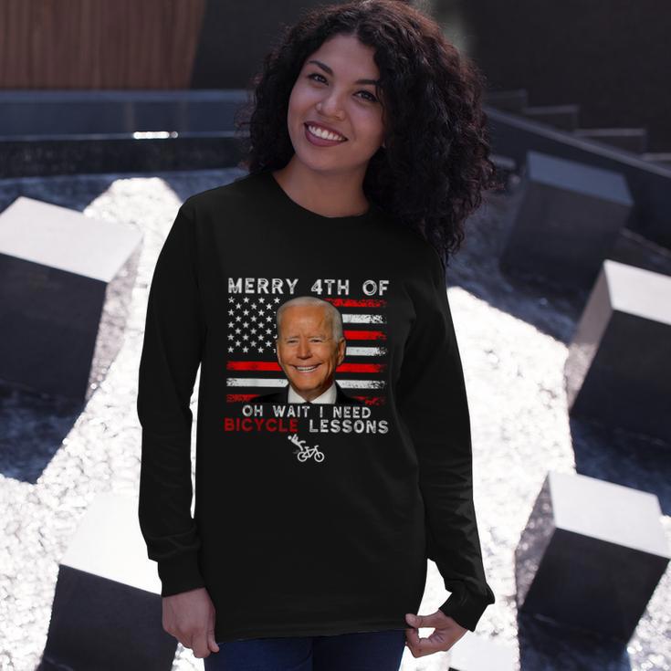 Merry 4Th Of July Biden Bike Bicycle Falls Off Anti Biden V5 Long Sleeve T-Shirt Gifts for Her