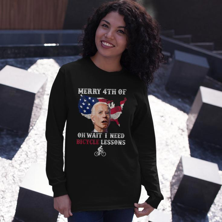 Merry 4Th Of July Biden Bike Bicycle Falls Off Anti Biden V7 Long Sleeve T-Shirt Gifts for Her